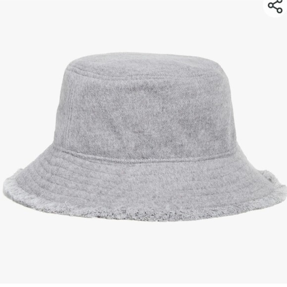 Hat Attack Frayed Edge Bucket Hat in Light Grey One Size Flannel main image 4